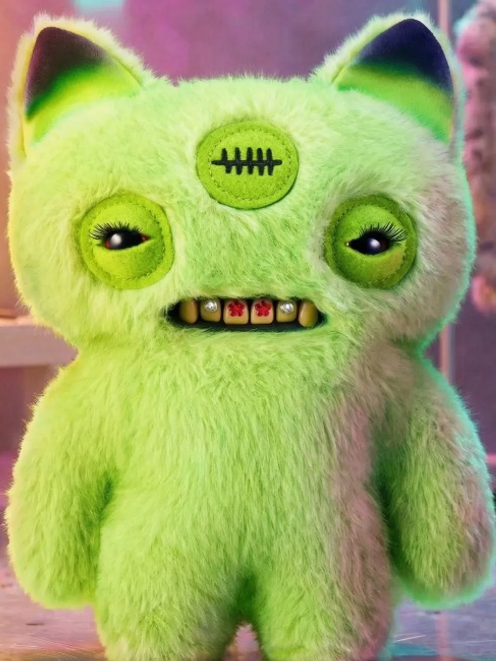 Neon Green Plush Monster Stuffed Toy - Designer Plush